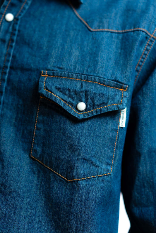 roy roger's uomo camicia martin in denim scuro, dettaglio