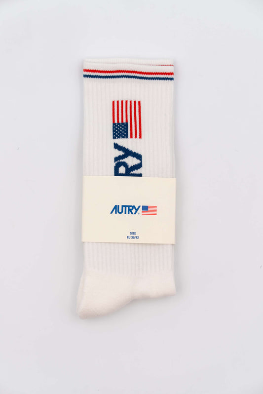 Calzino Flag Unisex in Spugna Bianco