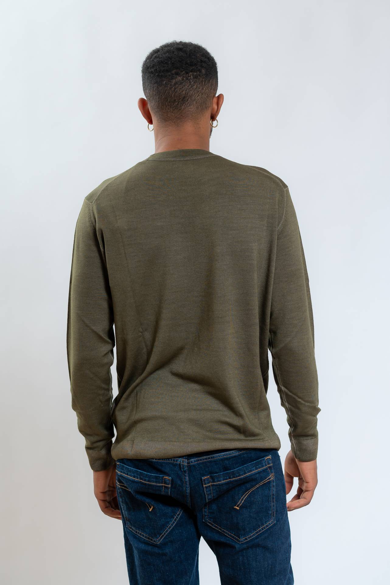 Cp Company Maglia verde a girocollo in lana merino, retro