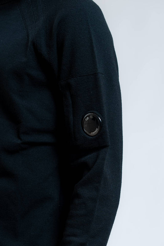 Cp Company Maglia A Girocollo Stitched in Lana Nera, dettaglio