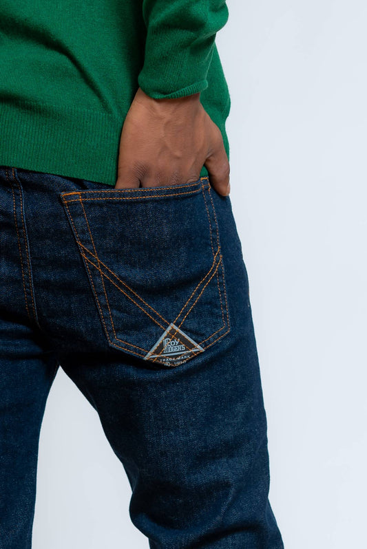 Roy roger's uomo Jeans Wash 87 Blu Scuro Slim Fit, dettaglio