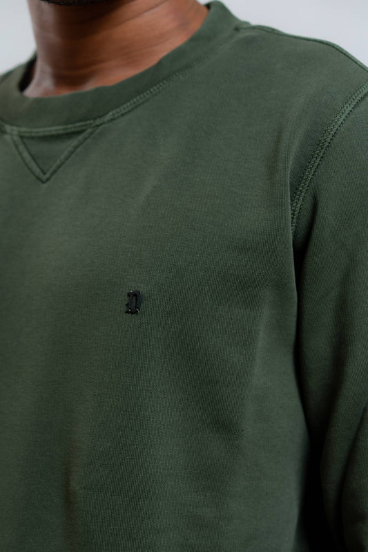 dondup uomo Felpa A Girocollo in Cotone con Logo verde, dettaglio