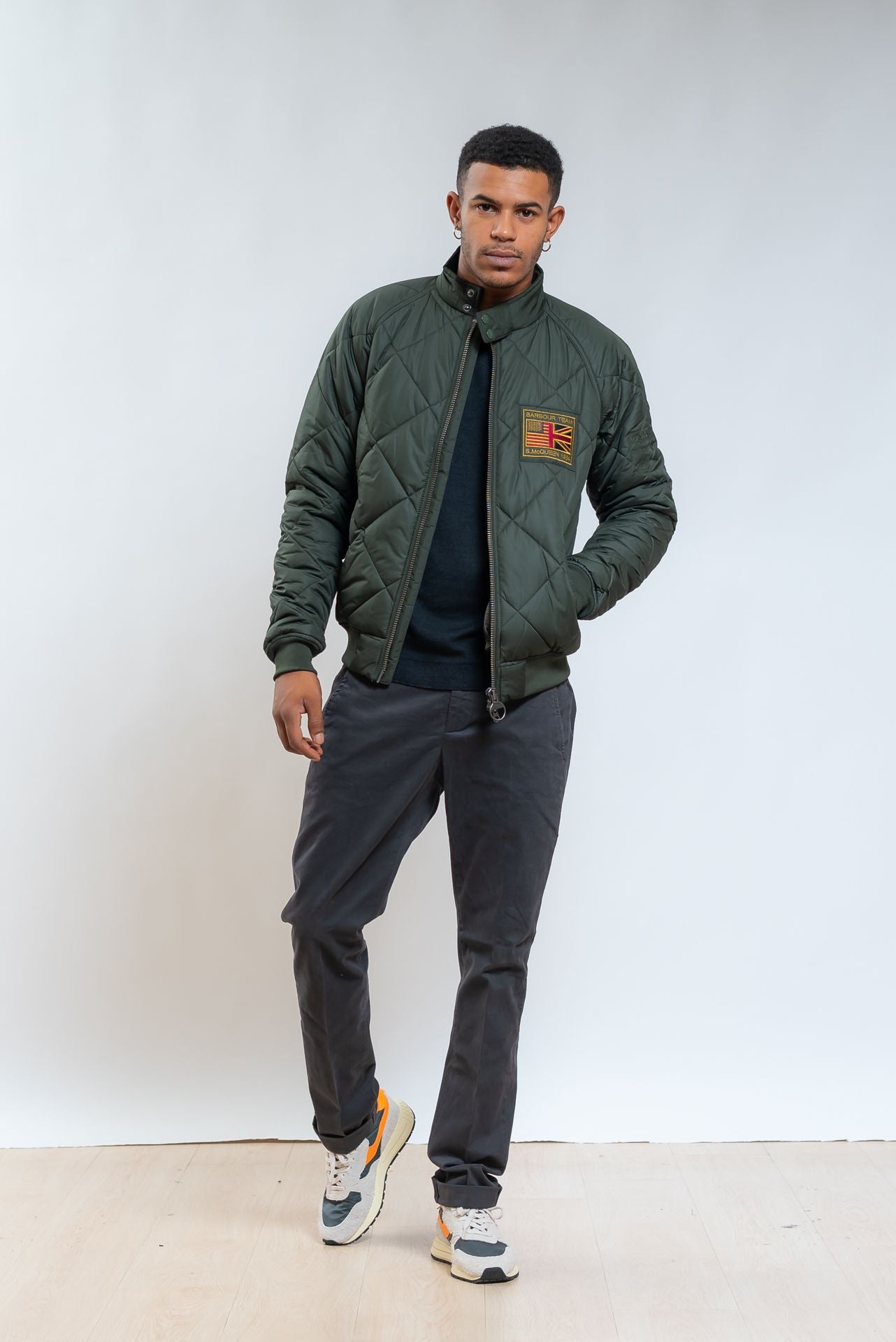 Giubbino Steve McQueen Imbottito Verde, intero