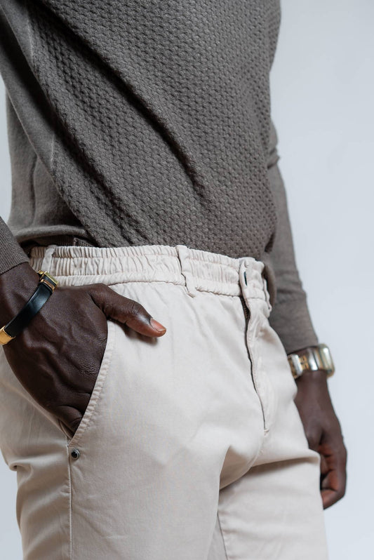 White Sand Pantalone grigio Freddy con Vita Elasticizzata, dettaglio