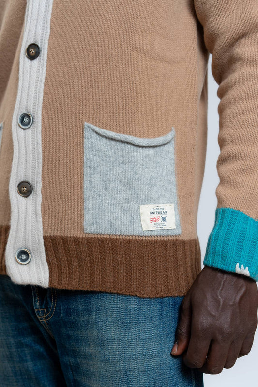 Bob Company Cardigan Cork Beige In Lana, dettaglio