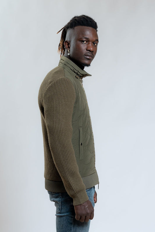 Bob Company Piumino Port con Dettagli in Maglia Verde, lato