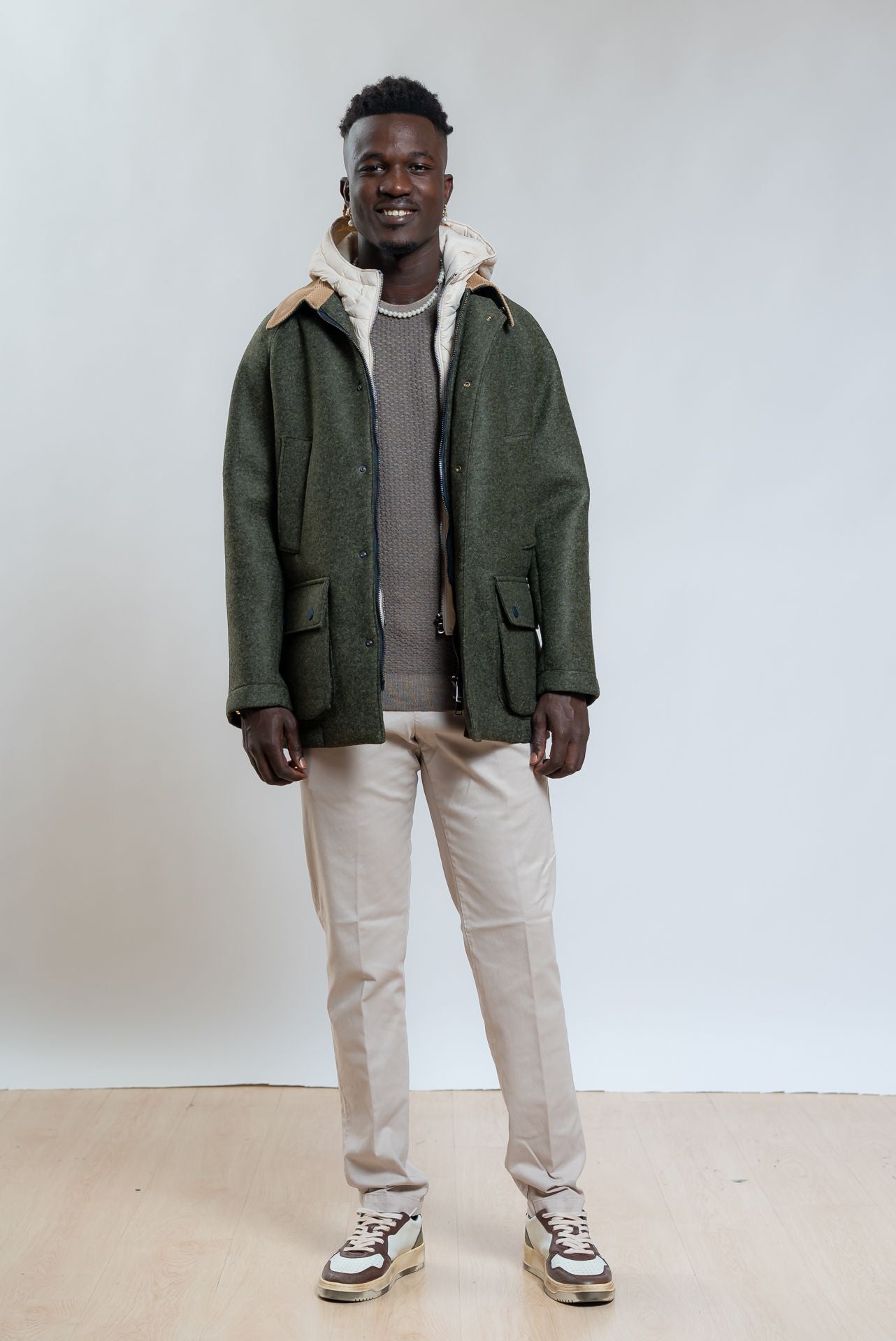 Bob Company Giubbotto Milton in Neoprene Verde con Trapunta e Cappuccio, intero