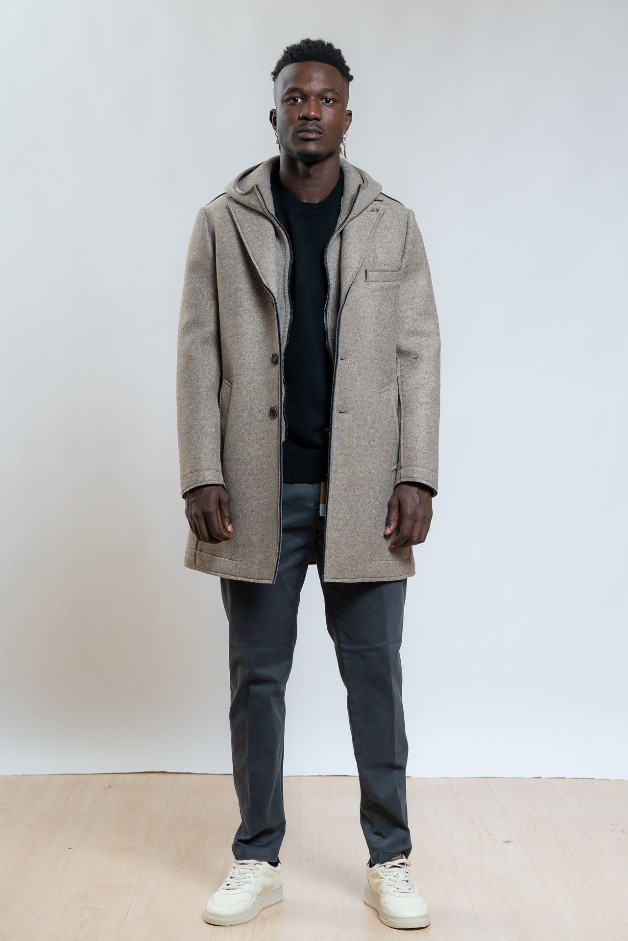 Bob Company Cappotto Andy in Neoprene beige con Cappuccio, intero