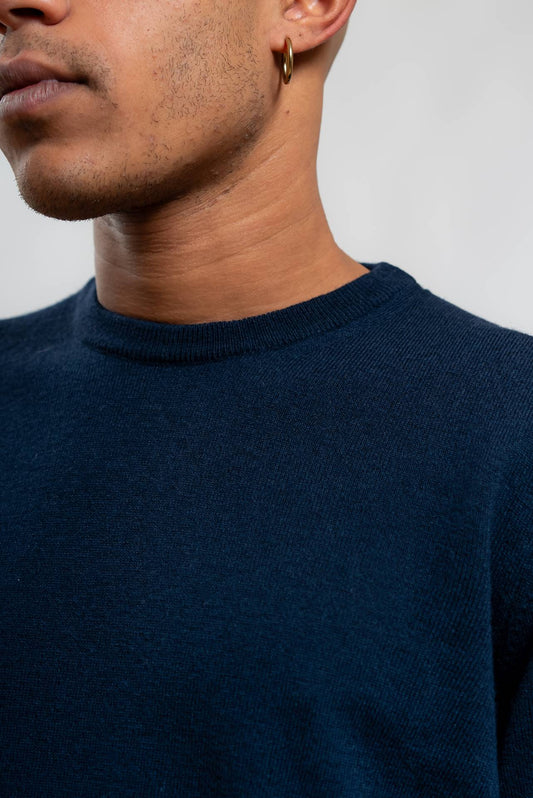 Maglia Blu a Girocollo in Lana