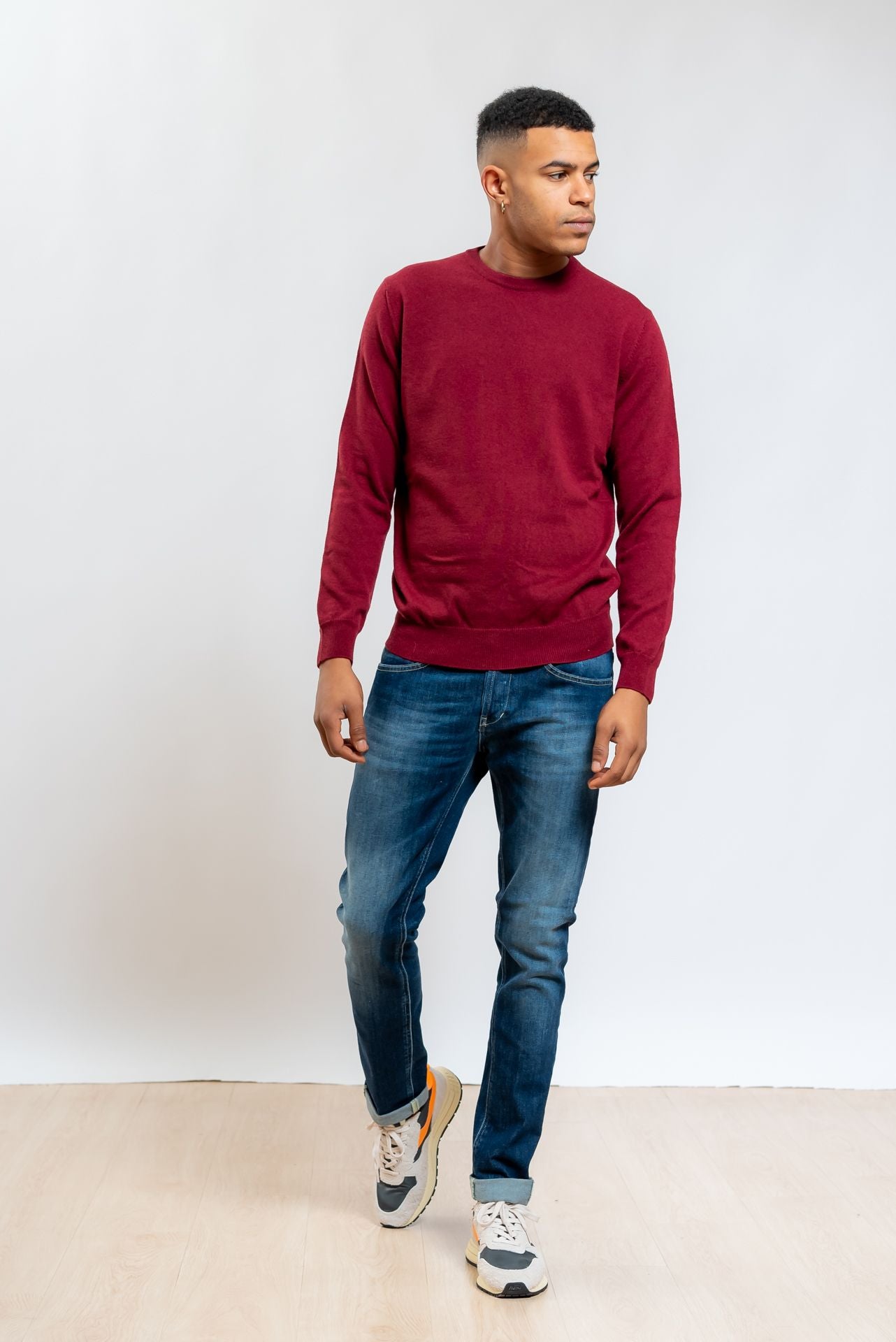 Maglia Bordeaux a Girocollo in Lana