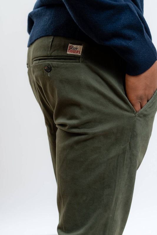 Pantalone Chino New Rolf In Gabardina Verde