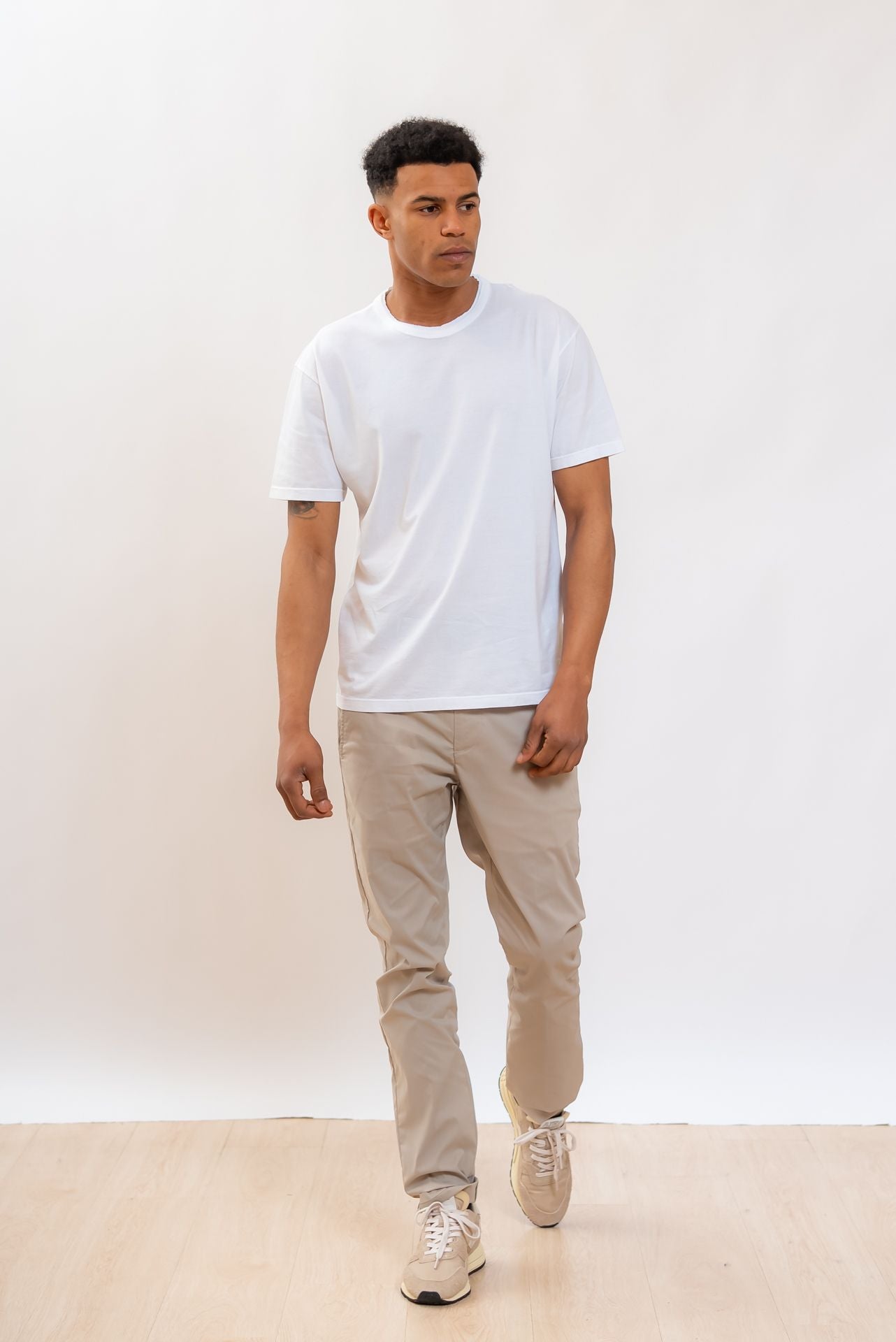 dondup uomo Pantaloni Gaubert in Popeline Beige, intero
