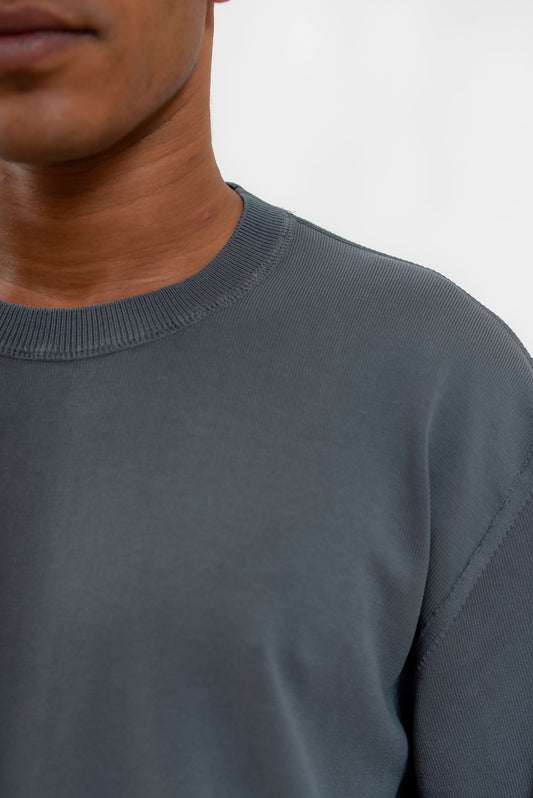 CP Company uomo Maglia in Crepe di Cotone Grigio, dettaglio