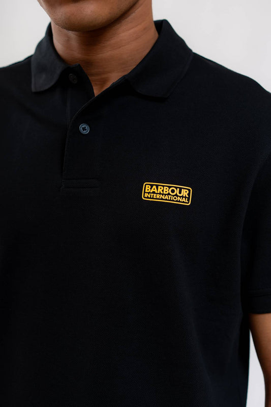 Barbour International uomo Polo Essential in Cotone Nero, dettaglio