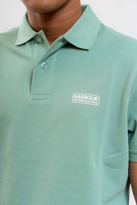 Barbour International uomo Polo Essential in Cotone Verde, dettaglio