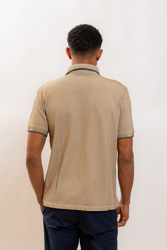 Bob Company uomo Polo Ricky in Cotone Beige, retro