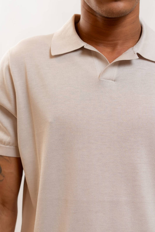 Kangra Cashmere Polo in Seta Beige, dettaglio