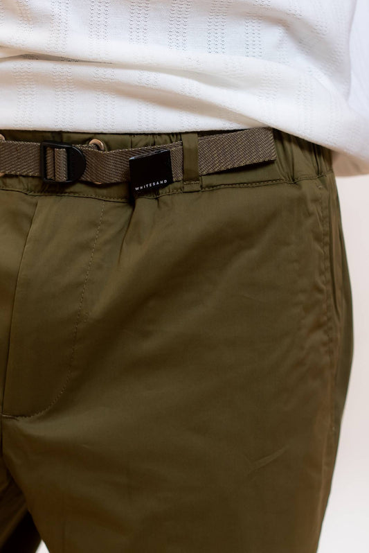 White Sand Pantalone Greg in Popeline Verde, dettaglio