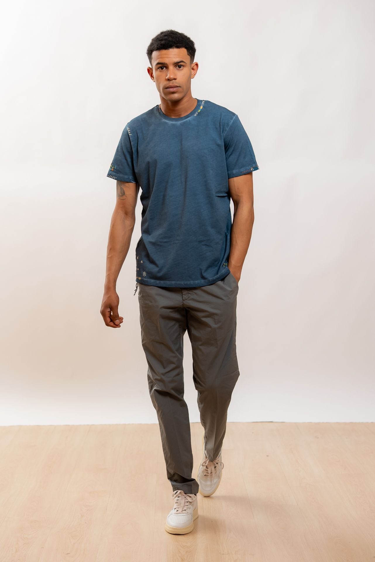 White Sand Pantalone Greg in Cotone Grigio, intero