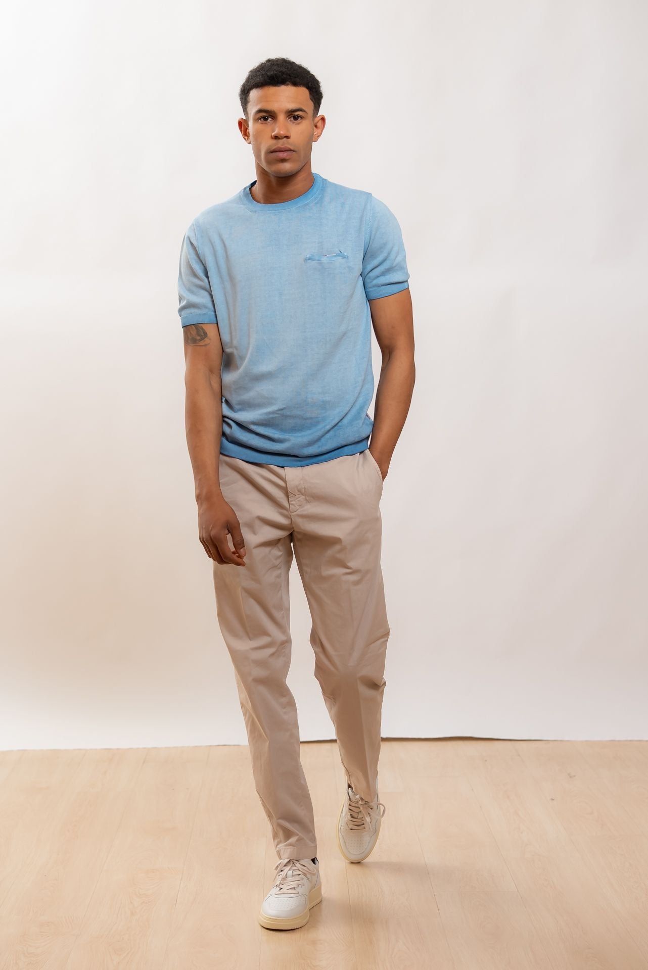 Bob Company uomo T-shirt Step in Filo di Cotone Blu, intero