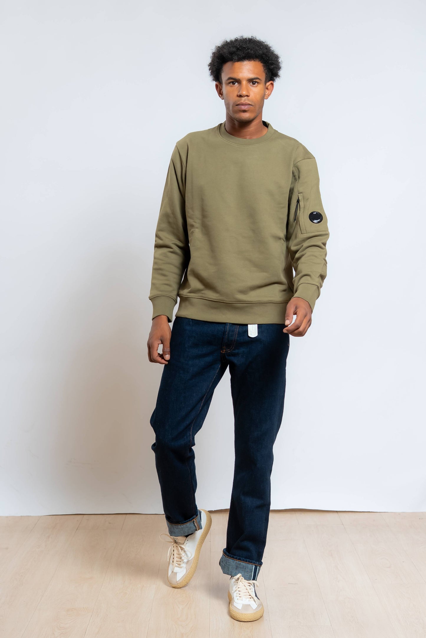 Felpa Diagonal Raised Fleece in Cotone Verde