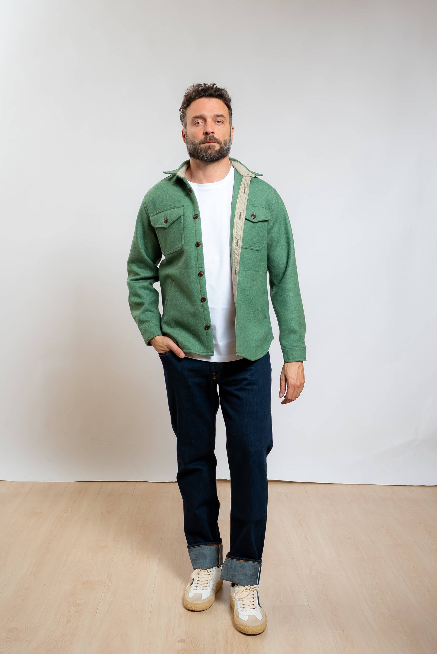 Overshirt in Lana Verde