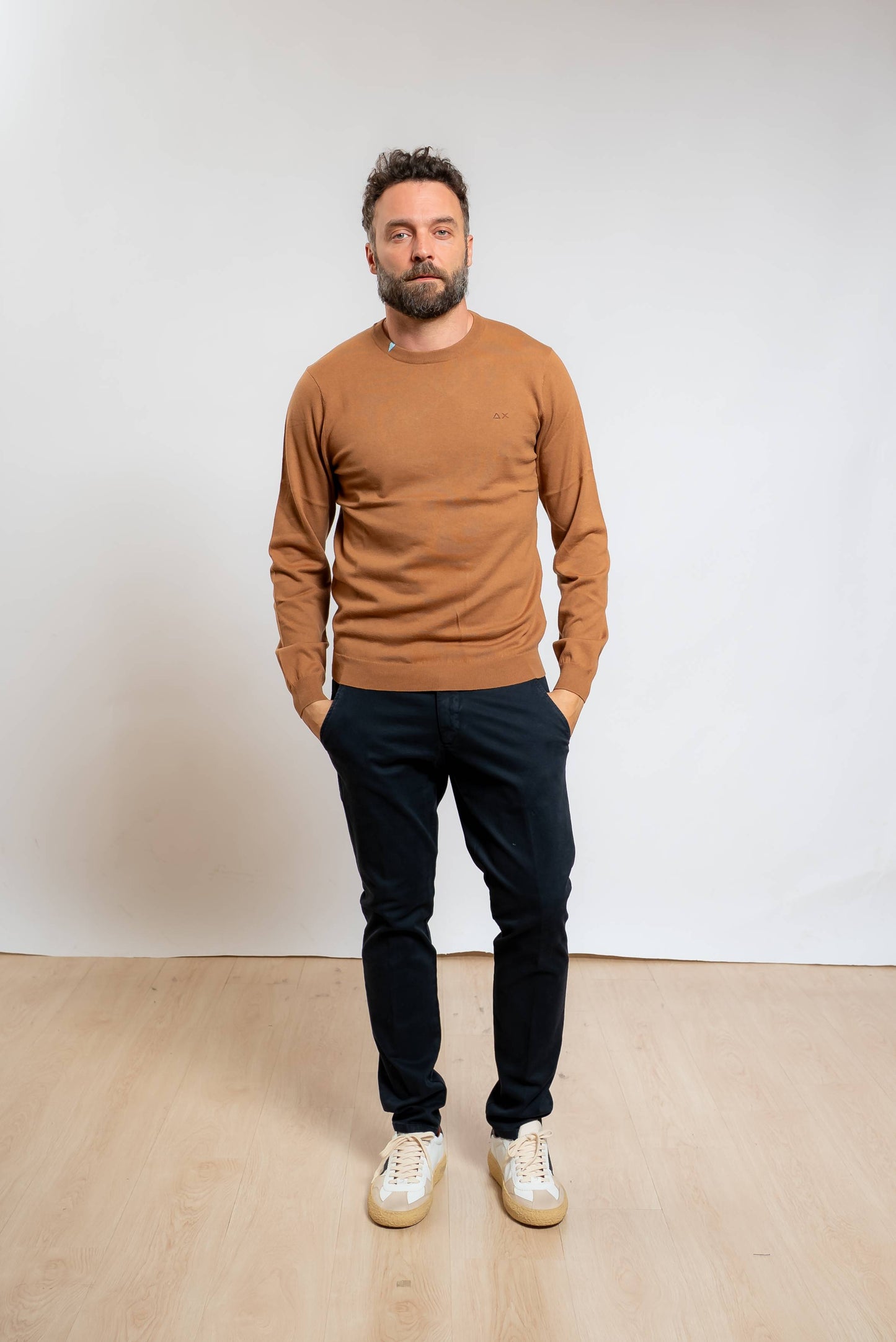 Maglia Marrone Basic in Lana e Cotone