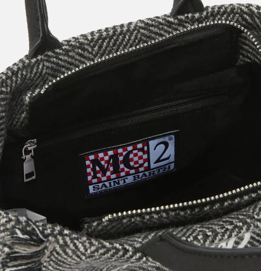 Borsa Vanity Mini in Misto Lana Spinata Nera