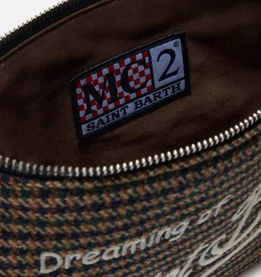 Borsa Parisienne con Tracolla Pied de Poule Marrone