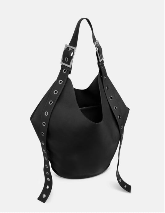 Borsa Hobo Grande in Pelle Nera