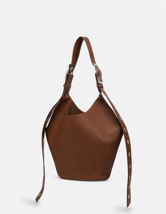 Borsa Hobo Small in Pelle Marrone