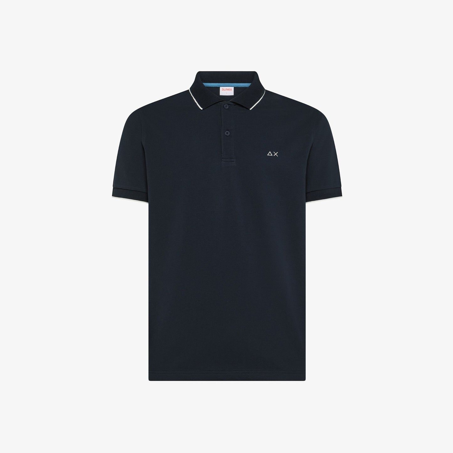 Polo in Piquet Blu Navy con Dettagli a Contrasto