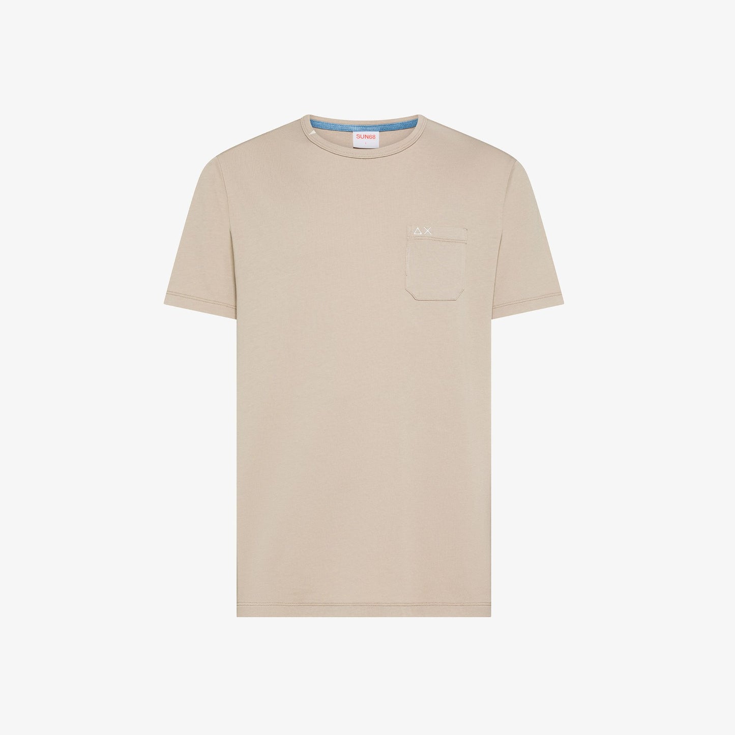 T-shirt con Taschino in Cotone Beige