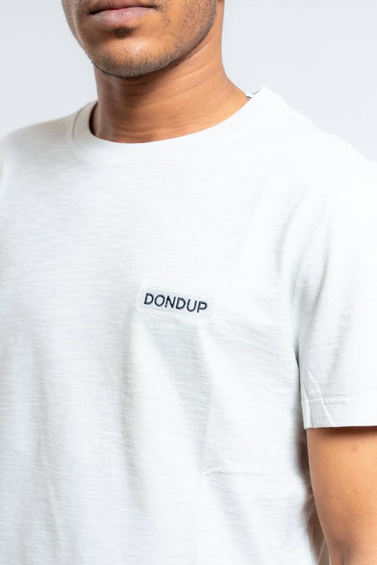 T-shirt a Girocollo in Cotone Fiammato Beige