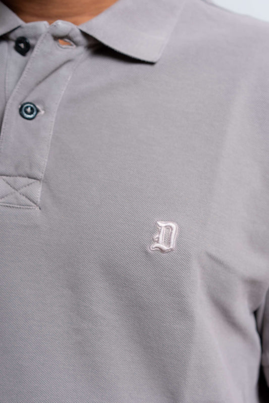Polo in Piquet Marrone con Logo