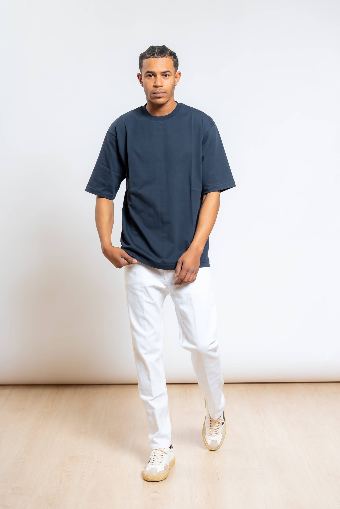 T-shirt Over in Cotone Blu