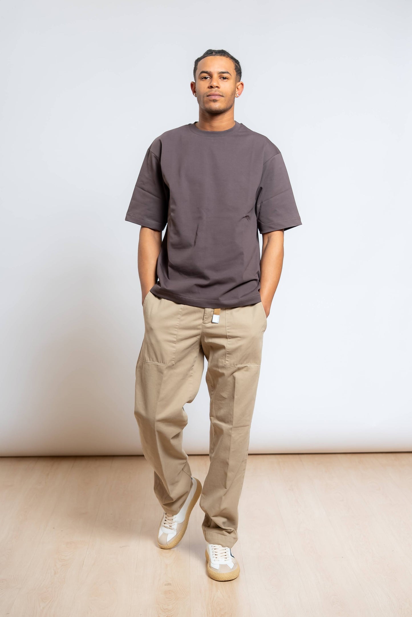 Pantalone Ludo in Cotone Beige Oversize