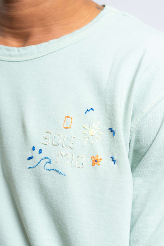 T-shirt Caden in Cotone Sfumato Verde e Marrone