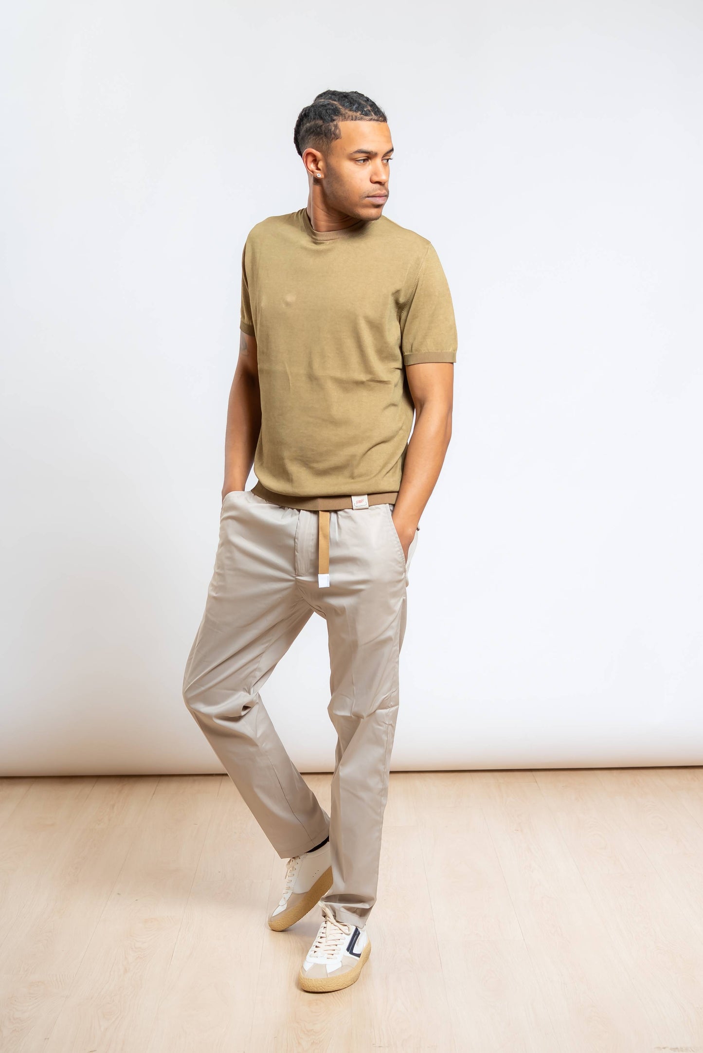 T-shirt Eddy Reversibile in Filo di Cotone Beige