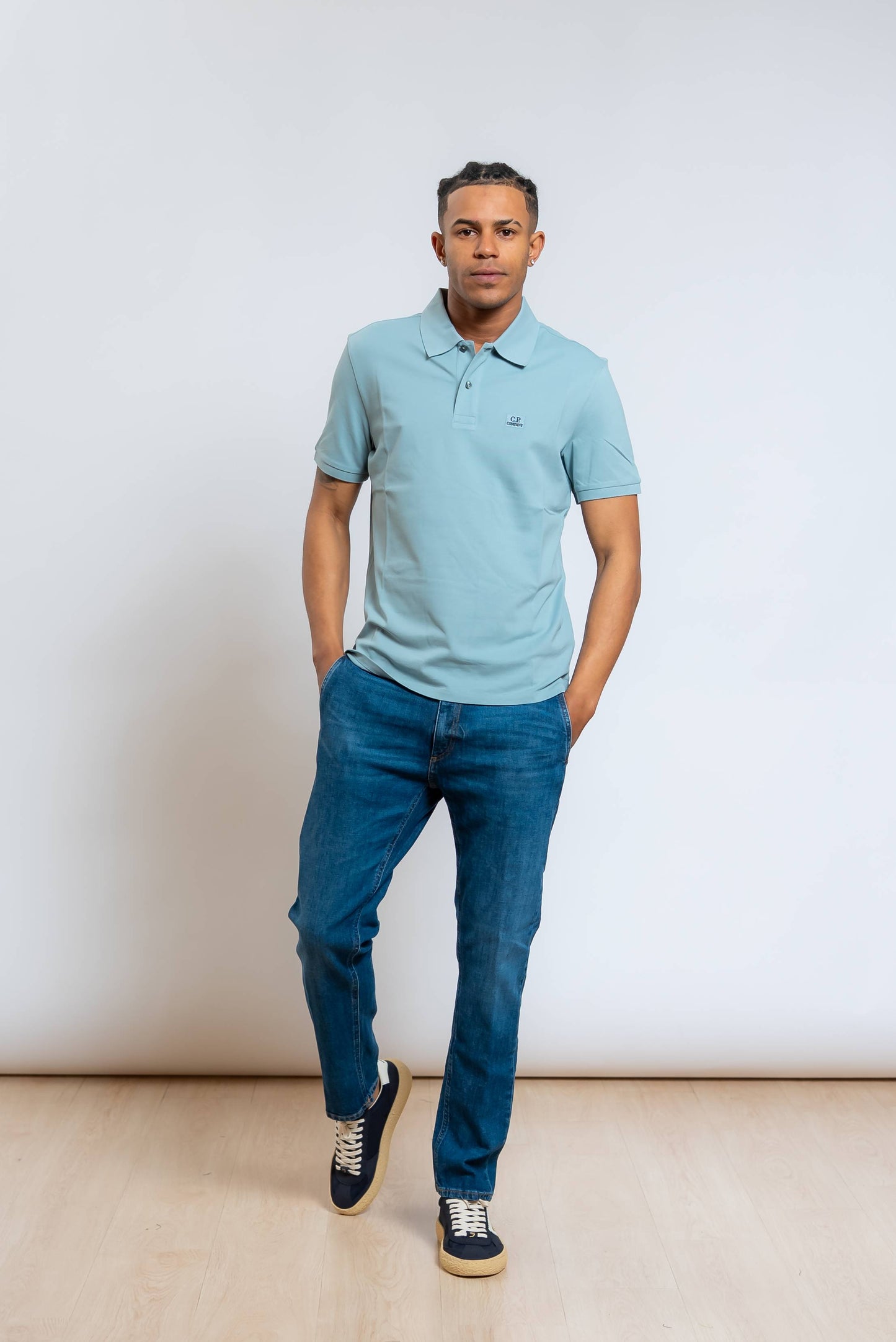 Polo in Piquet Celeste con Logo