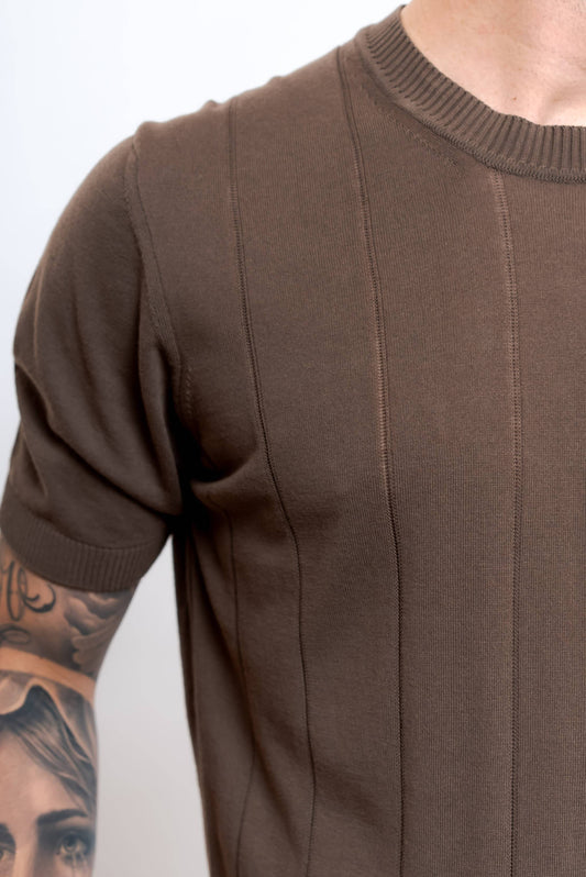 Maglia in Cotone Marrone Lavorata