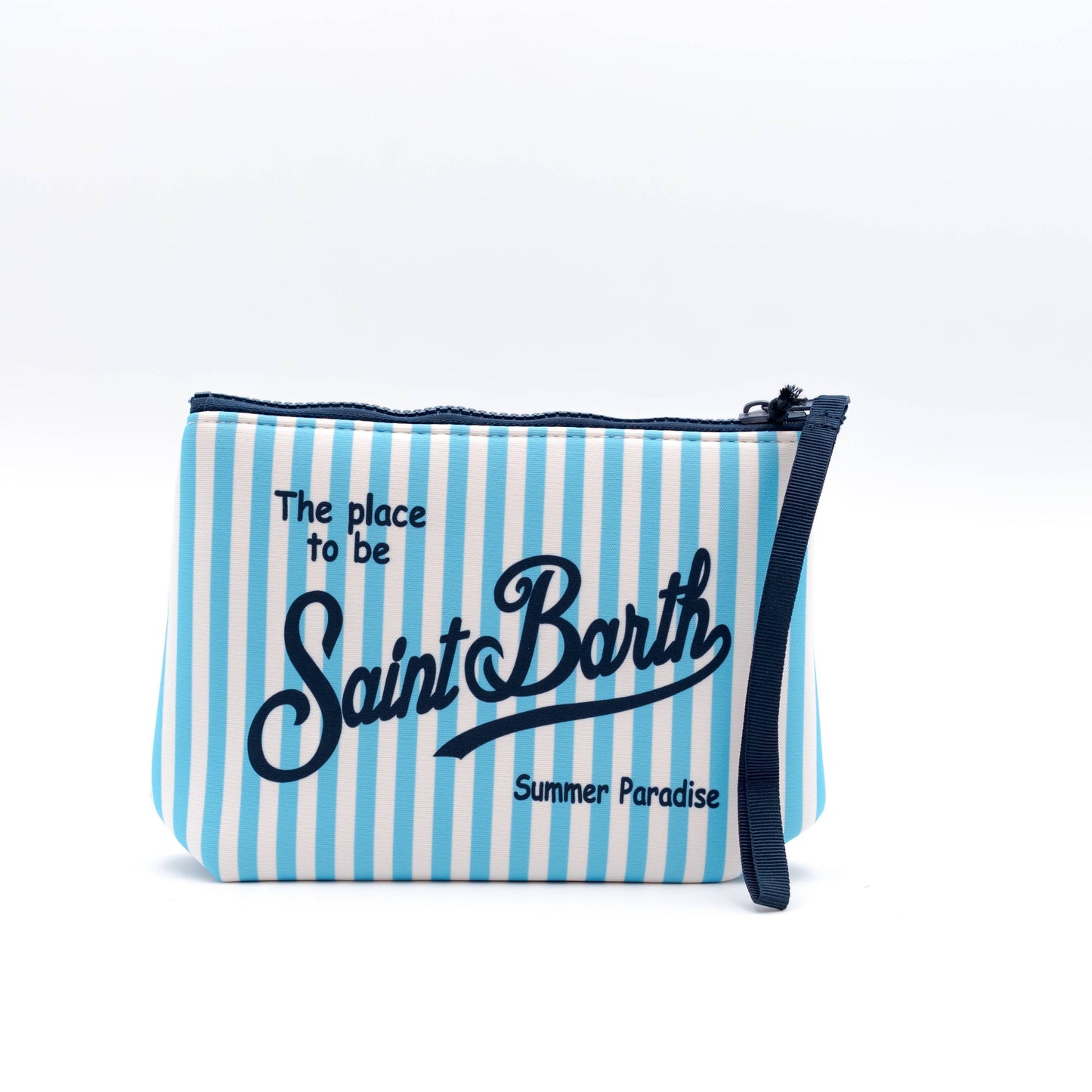 Pochette Aline Stripes Mini Bianca e Celeste