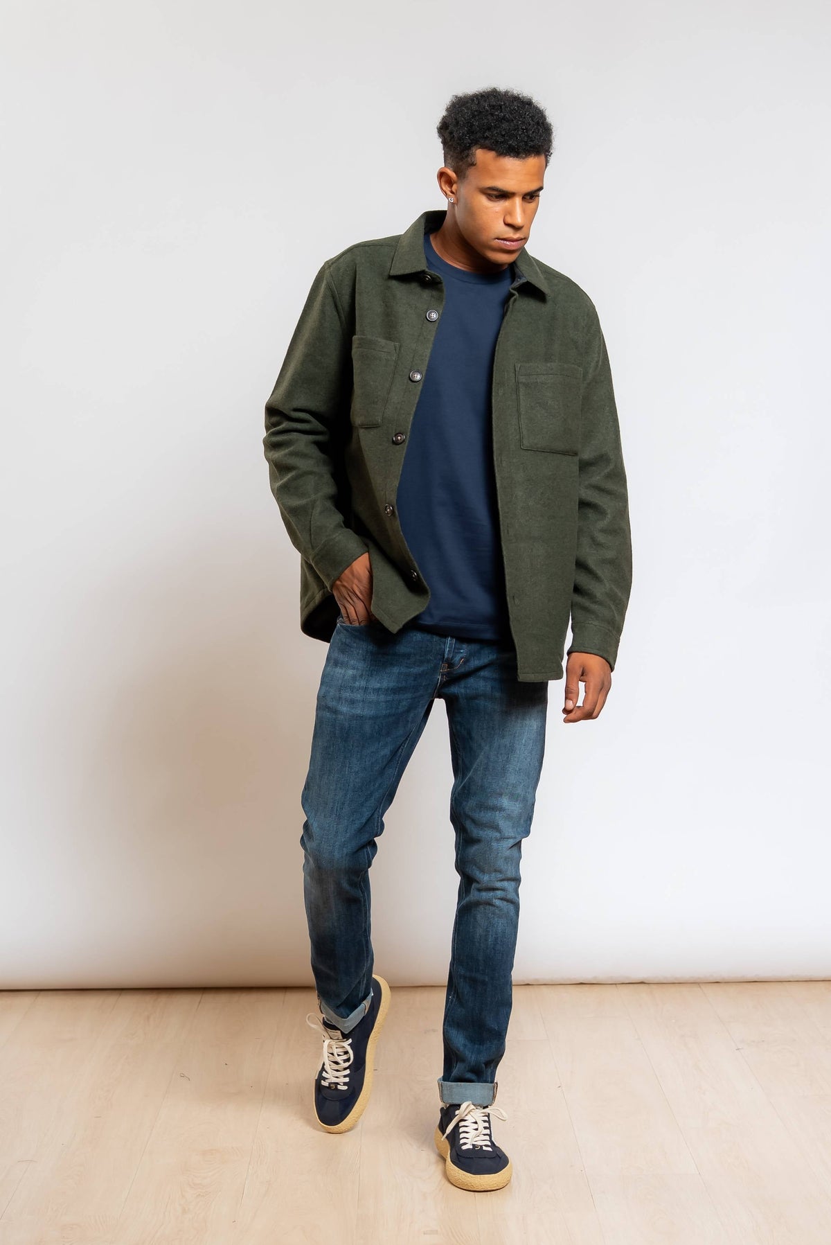 Overshirt Marltown in Misto Lana Verde