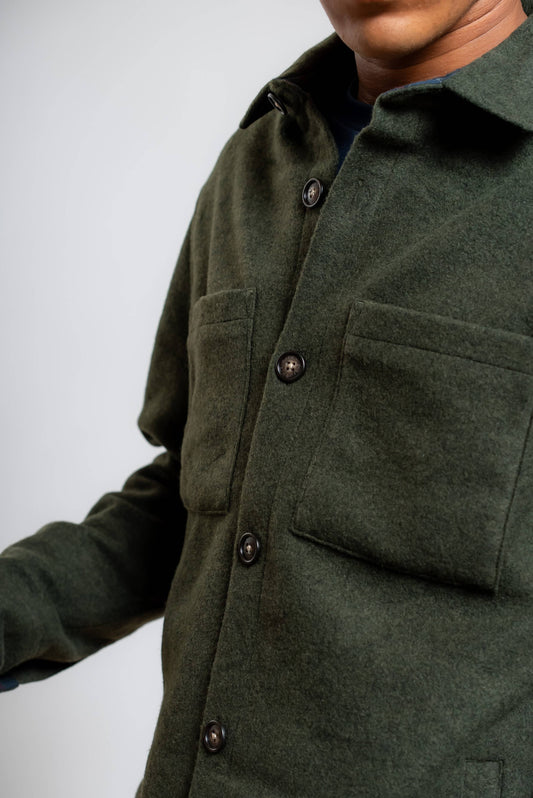 Overshirt Marltown in Misto Lana Verde