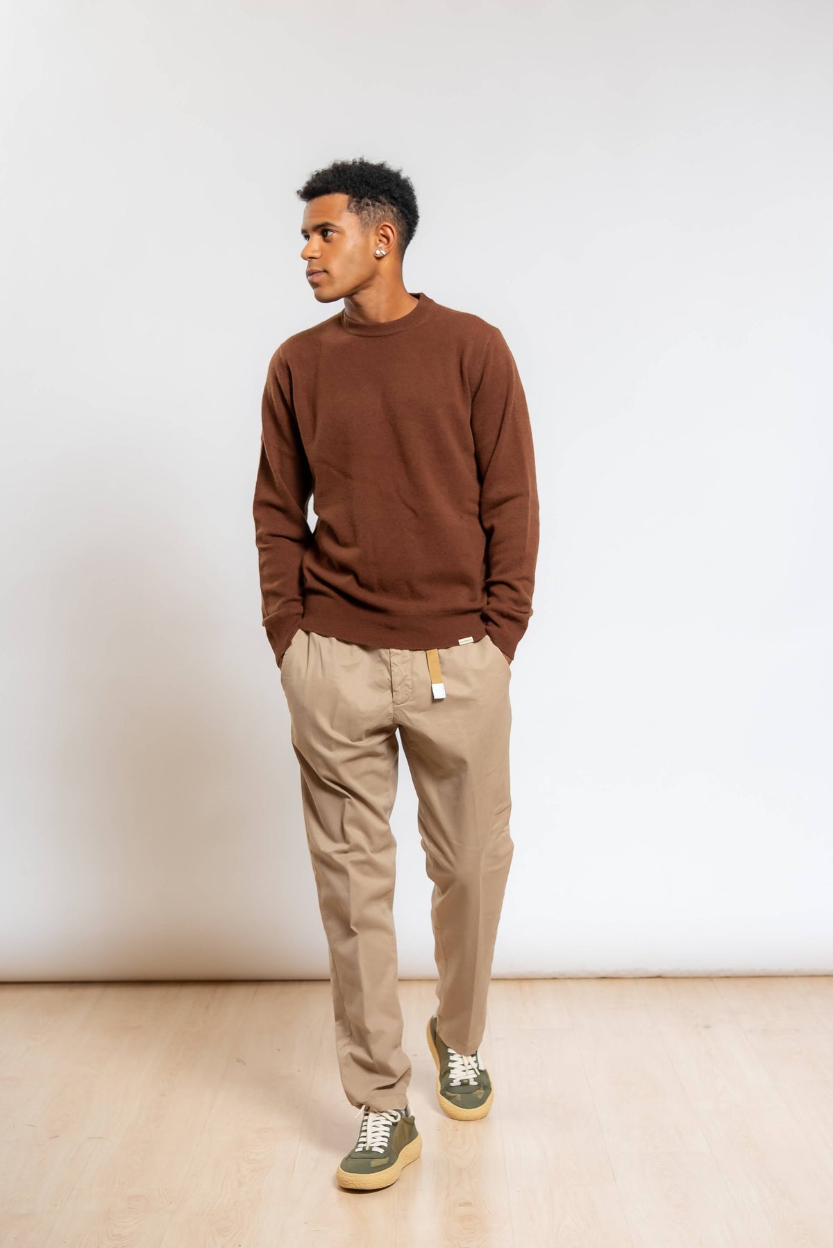 Pantalone Greg in Misto Cotone Beige