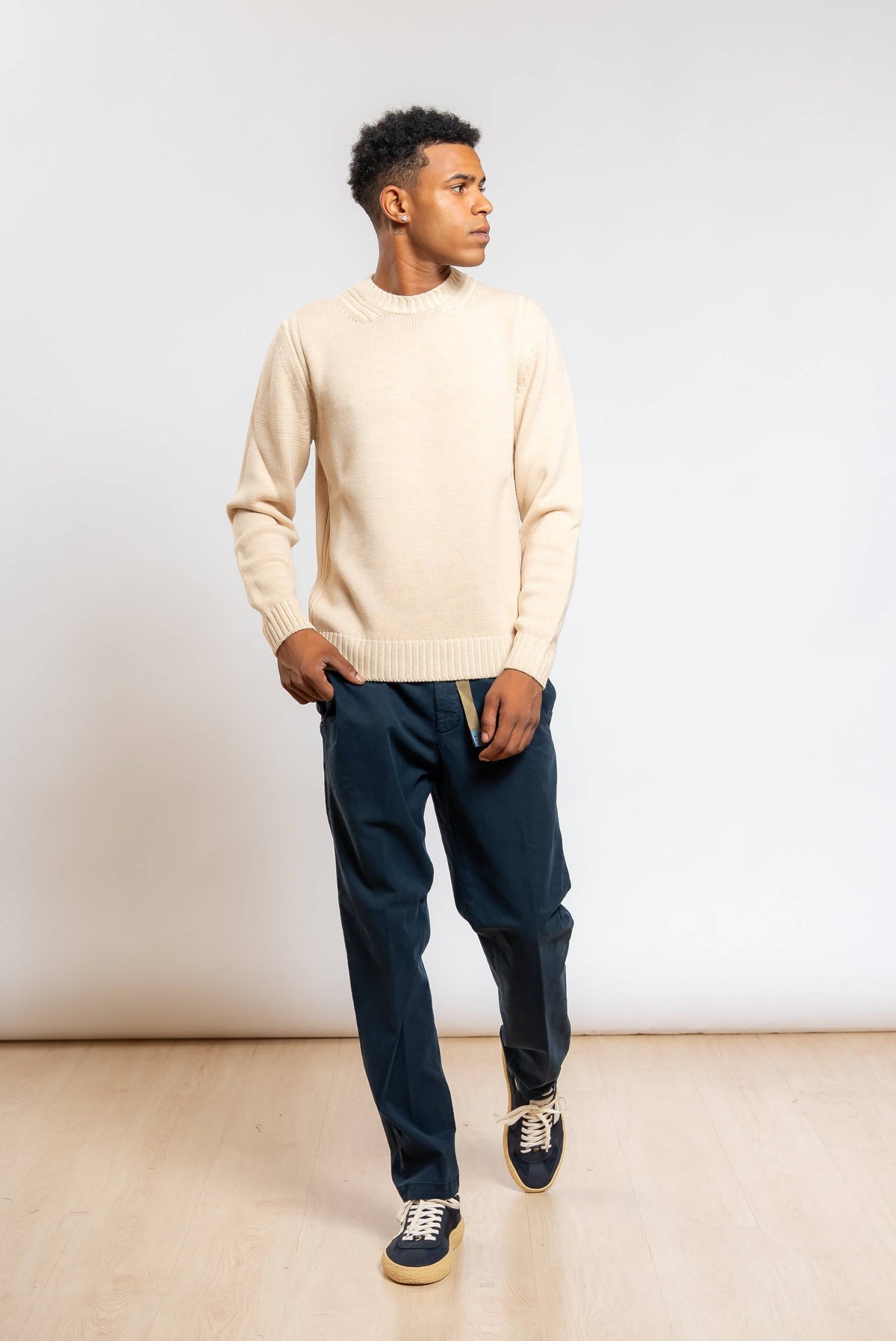 Pantalone Greg in Misto Cotone Blu