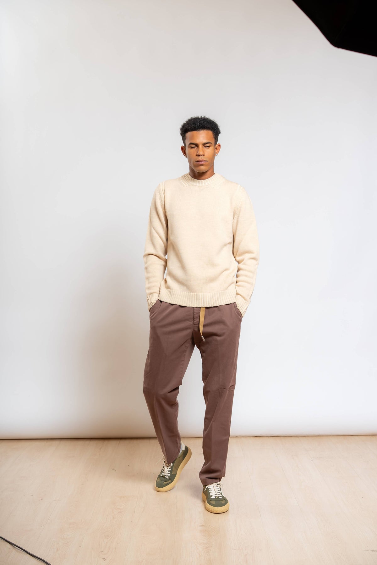 Pantalone Greg in Misto Cotone Marrone
