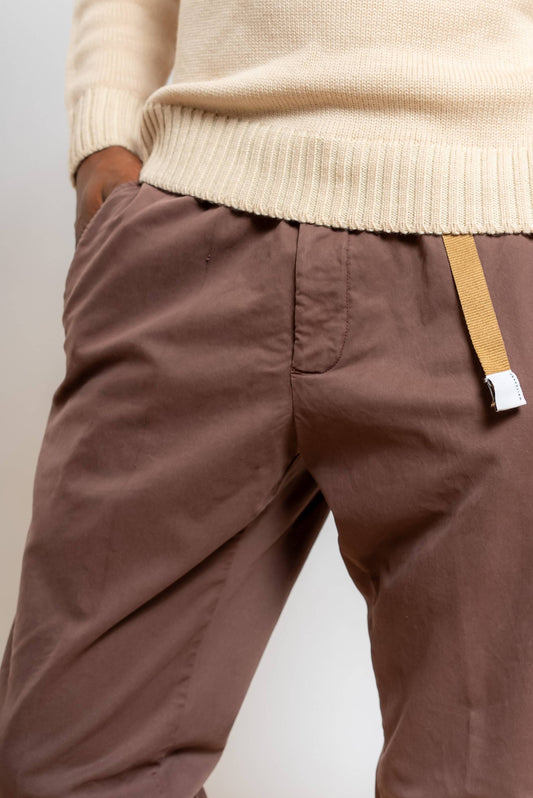 Pantalone Greg in Misto Cotone Marrone