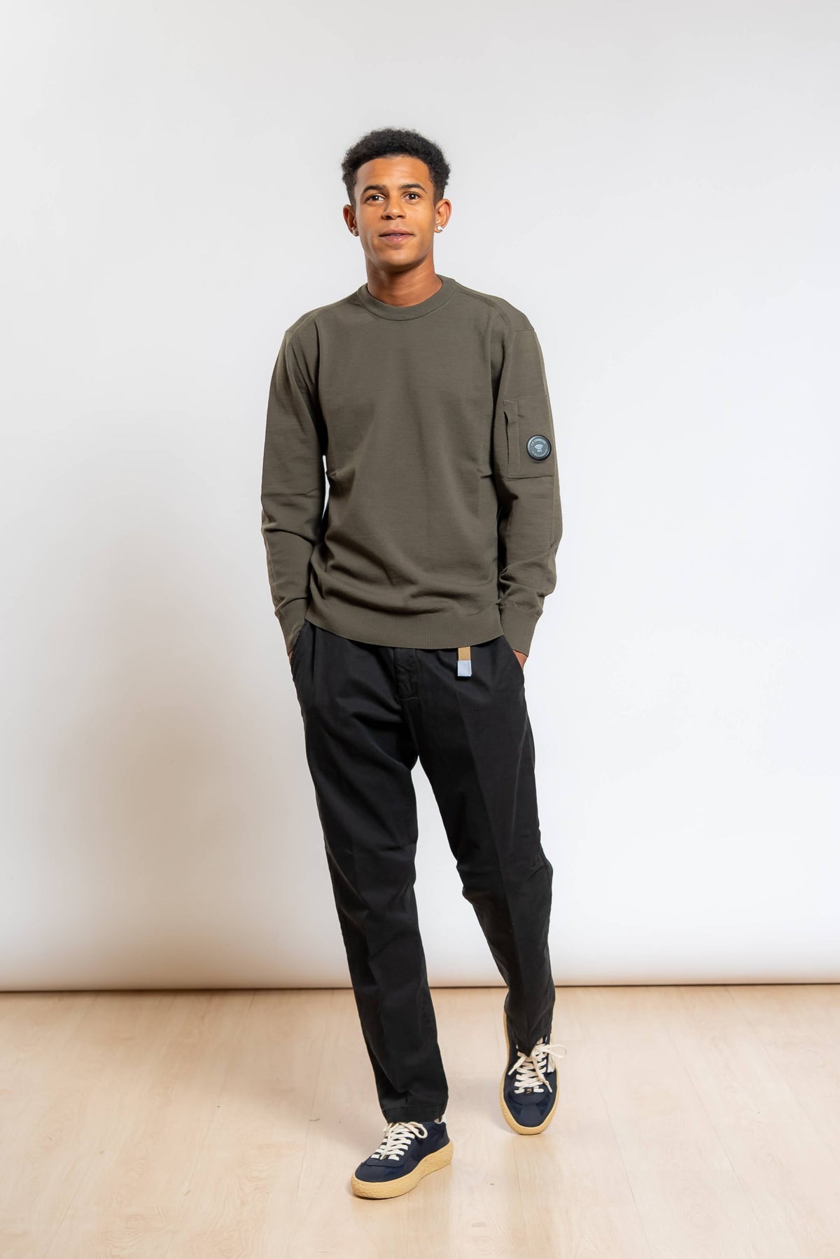 Pantalone Greg in Misto Cotone Nero