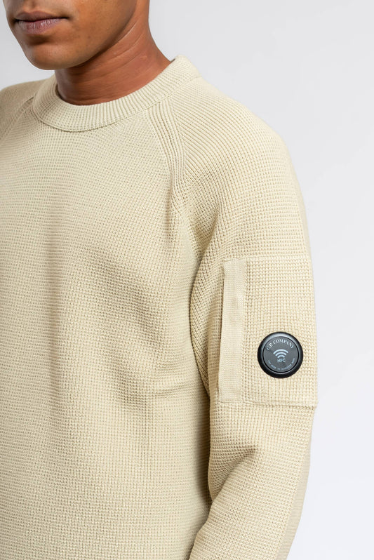Maglione Waffle Knit in Cotone Beige